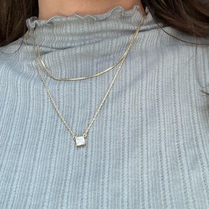 2 Row Rhinestone Pendant Necklace